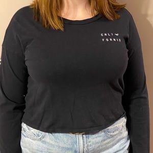 Hollister California black long-sleeve crop top